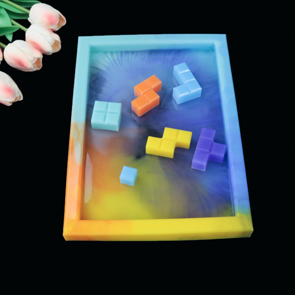 Russische Tetris Siliconen Mallen Diy Handwerk Hars Gieten Mallen Voor Home Decor Game Play Uv Epoxy Hars Lade Coaster Mold kit