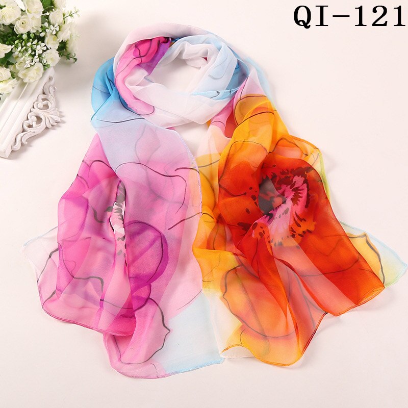 Multiple Colour Lotus leaf Flower Chiffon Georgette Bandana Scarf Women Foulard Long Shawl Summer Hijab 50*160CM