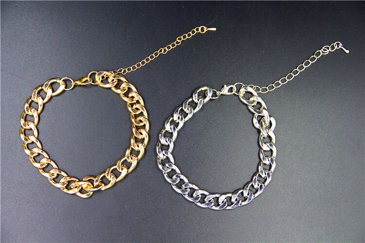 Vrouwen luxe Goud En Zilver Plated Geluid Metalen Dikke Ketting Armbanden voor Vrouwen Meisje Jewerly