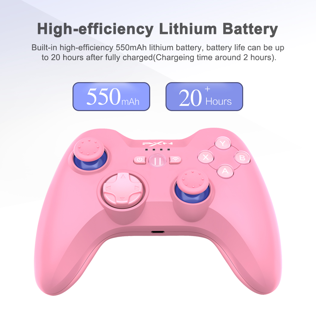 Mando de juegos para iPhone MFi, mando inalámbrico compatible con Bluetooth, PXN, iOS/Apple TV/iPod/iPad, color rosa