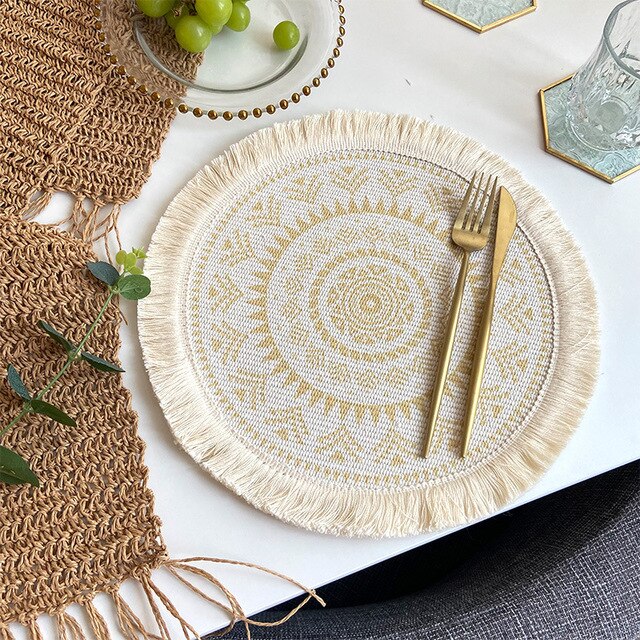 Retro Bowl Coasters Bohemian Style Round Table Mat... – Vicedeal
