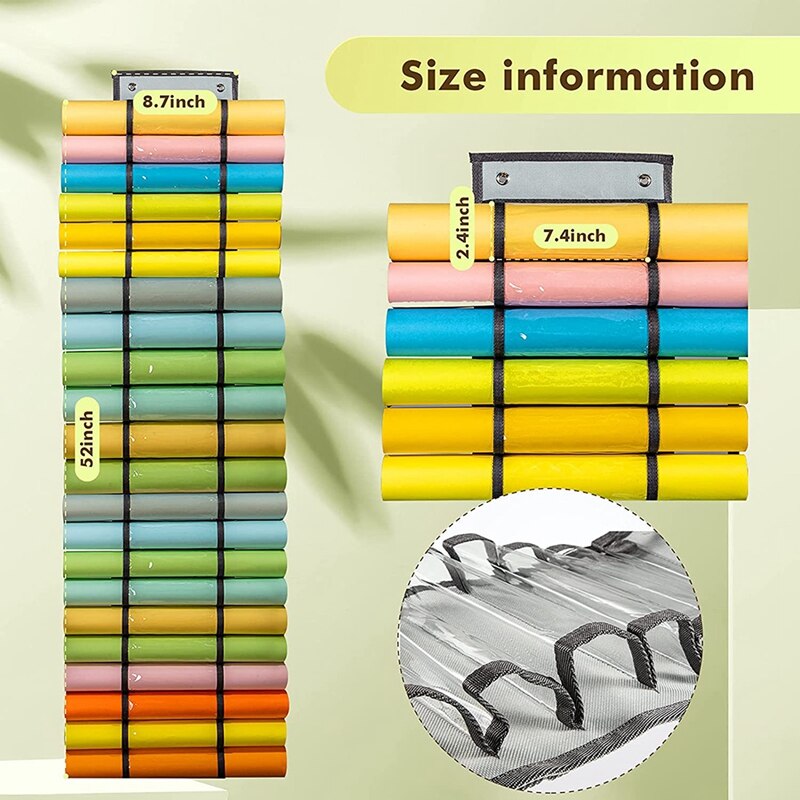 2Pcs Vinyl Storage Organizer With 24 And 48 Roll Compartments Hanging Vinyl Roll Storage Rack For Closet Wall Mount Door