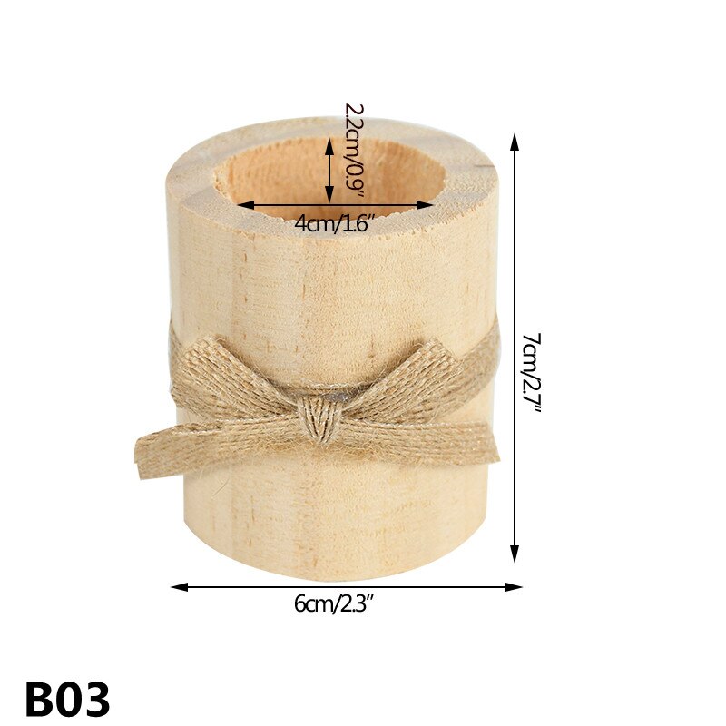 Retro Rustic Wedding Centerpieces Candle Decor Wooden Candle Holder Base Christmas Birthday Table Tea Light Candle Decor: B03