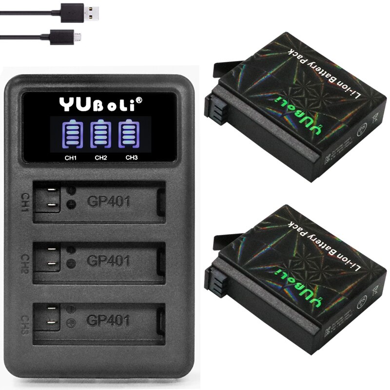 hero4 Battery akku for Gopro Hero 4 Batteries Go Pro Hero4 bateria AHDBT 401 Action camera Accessories: charger and 2battery