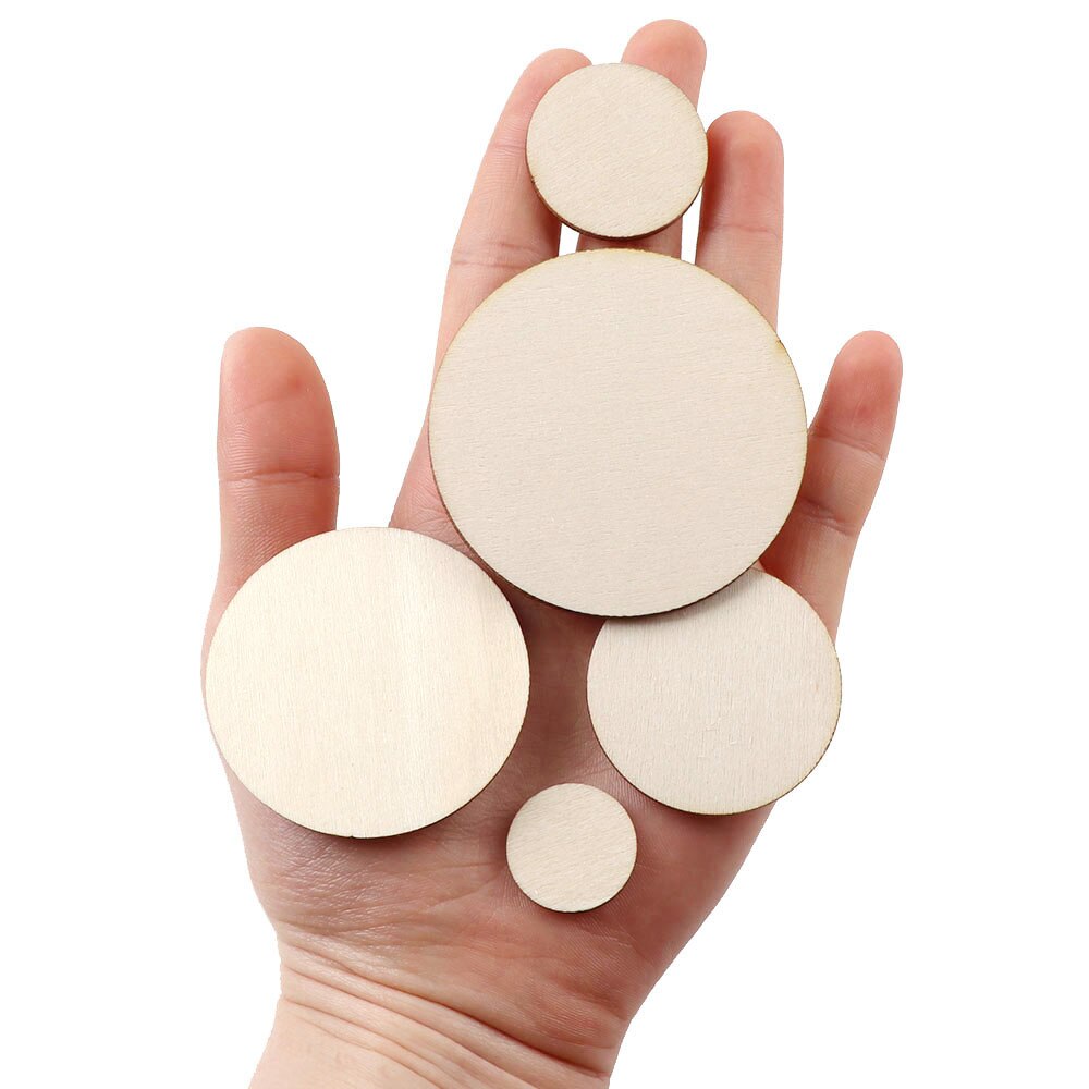 Discos de madera natural para manualidades, Base pulida para manualidades, bricolaje, decoración de pintura de de boda, 30-60mm, 10-50 piezas