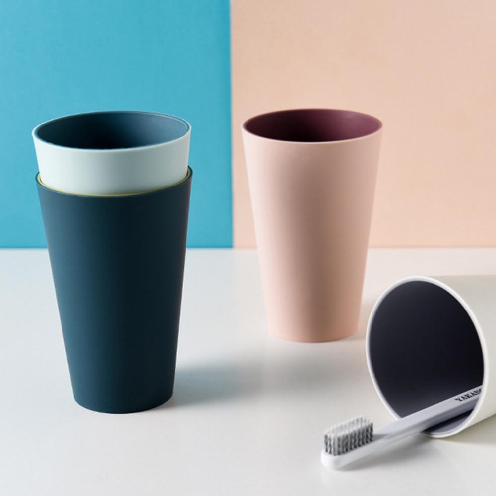 Tazas de dos tonos para el hogar, tazas sencillas de para parejas, tazas de plástico lisas, tazas para cepillo de baño, taza de lavado grande