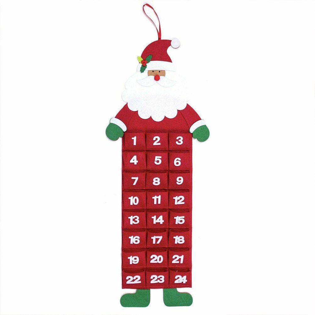 Vilten kerstkalender advent kerstman/sneeuwpop/hert 24 daagse hangende adventskalender kerstversiering voor in huis: 2