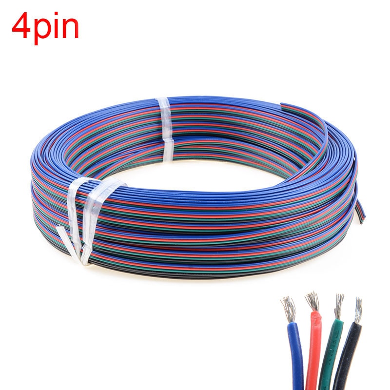 Tinned copper 22AWG led RGB cable,4 pin RGB cable PVC insulated wire, 22 awg UL2468 strip extension connect wire LED