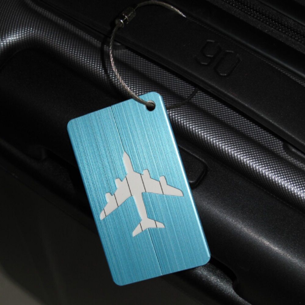 Aluminium Luggage Tags Suitcase Label Airplane Shape Brushed Square Boarding Elevators Luggage Tag Travel Accessories