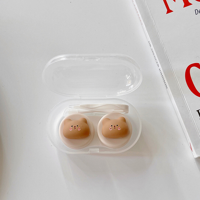 Cute Octopus Contact Lens Case Women Lovely Cartoon Colored Lenses Container Beauty Lens Storage Box Travel Set Girl: Dark Grey