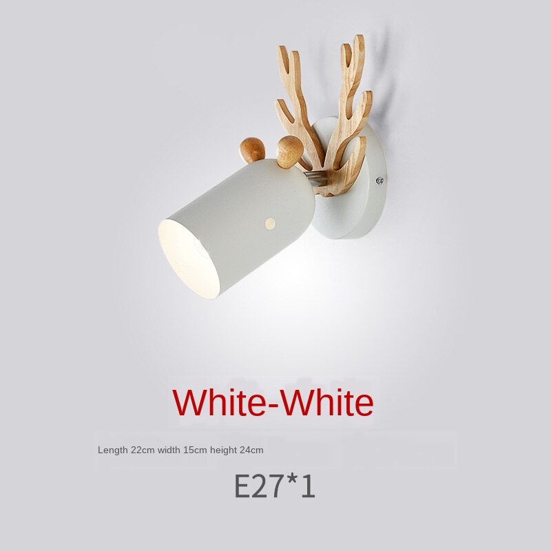 Wandlamp van ijzeren gewei, ganglamp, kinderkamerlamp, bedlamp in scandinavische stijl, lamp van smeedijzeren hout