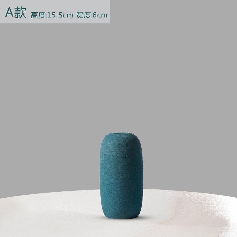 Nordic Style Ins Jingdezhen Ceramic Vase Flower Arrangement Dried Flower Simple Hydroponic Flower Device Living Room: dark green A