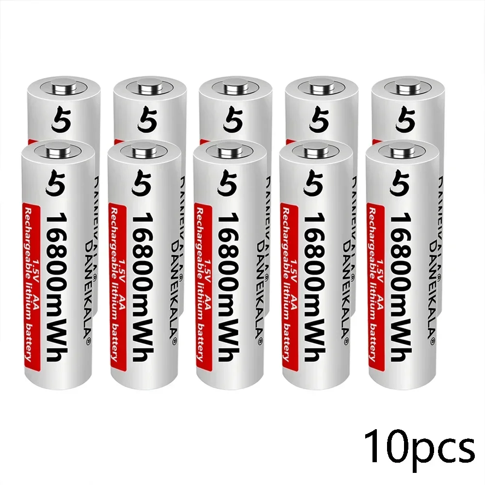 Batería AA de iones de litio de 1,5 V, baterías recargables AA de alta capacidad de 16800mWh para Control remoto, batería de juguete, carga rápida ligera: Azul cielo