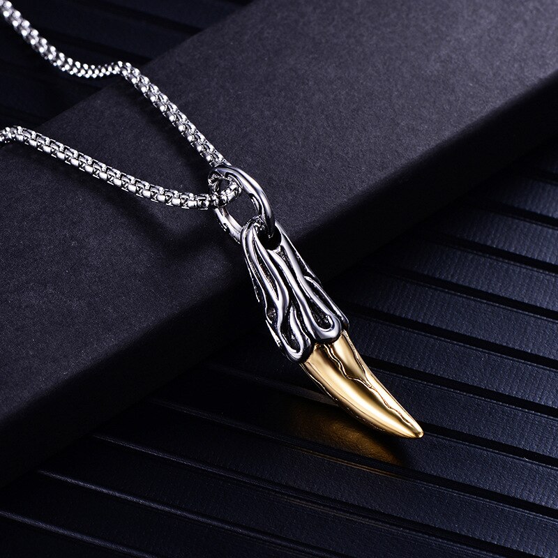 Stainless Steel Wolf Tooth Pendant Necklace Jewelry Animal Wolf Tooth Necklaces Jewelry For Him