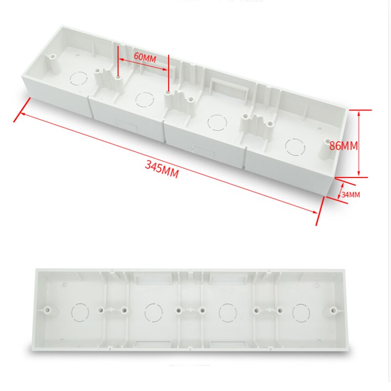 86 Type 2 Gang 3 Gang 4 Gang Switch Socket Base Outfit Junction Box Surface Mount Bottom Box Wall Switch Socket Dark Box White