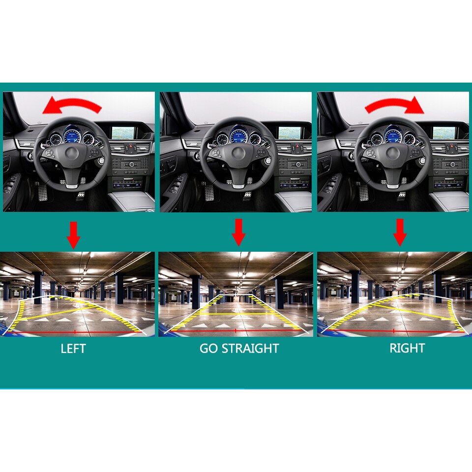 170 Fisheye Lens Intelligent Universal Vehicle Backup Camera Car Rear View Reverse Trajectory Camera with Dynamic Guide Line HD