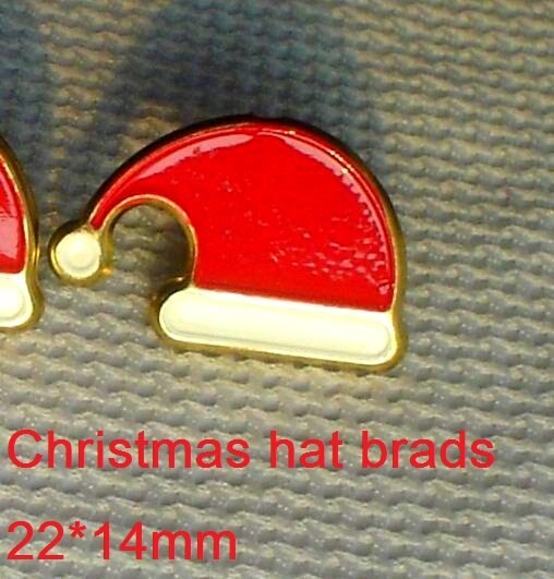 Chapeau de père noël, Scrapbooking, boîte de de noël, 50 pièces, 22x14mm, décoration artisanale d&#39;album Photo