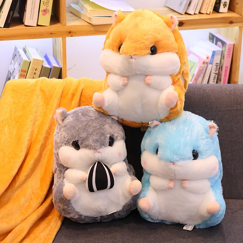 Söt hamster kudde kudde varm hand kudde korall fleece filt multifunktionell filt kudde födelsedag heminredning