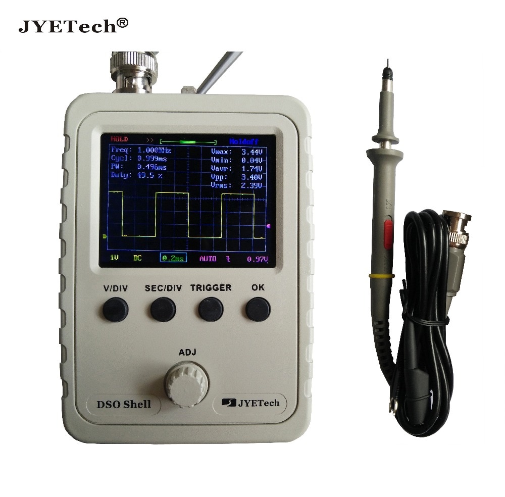 Jyetech original dso 150 dso shell digital handeld oscilloskop (samlet) med nyeste firmware bnc sonde inkluderet data output