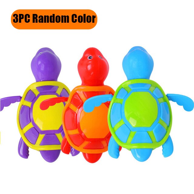 Single Cute Cartoon Animal Tortoise Classic Baby Water Toys Infant Swim Turtle Wound-up Chain Clockwork Kids baby Bath Toys: 1PC  Random Color 7