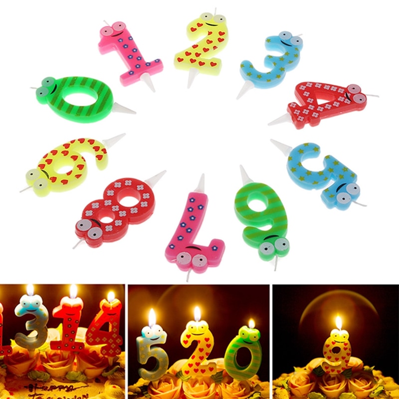 Número de cumpleaños velas dibujo de número 0 1 2 3 4 5 6 7 8 9 feliz vela para pastel de cumpleaños Cupcake Topper suministro para decoración de