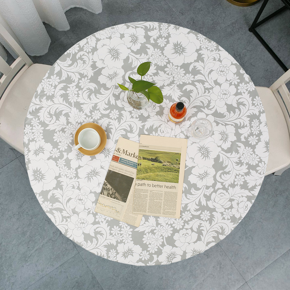 Waterdicht Rond Tafelkleed Elastisch Fixatieomzoomd Pvc Tafelkleed Flanellen Rug Tafelkussen Oliebestendig Voor Eettafel Keuken
