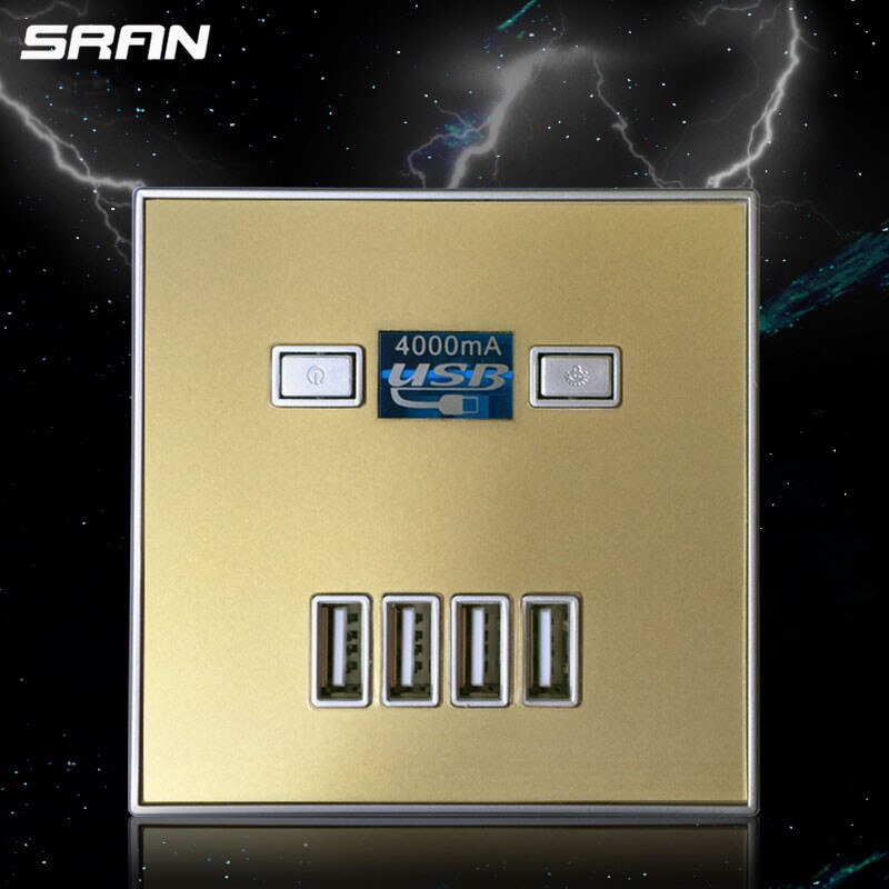 4000MA wall socket with usb socket Universal 4 USB Port Wall Face Plate 36V.220V 10 A Available: