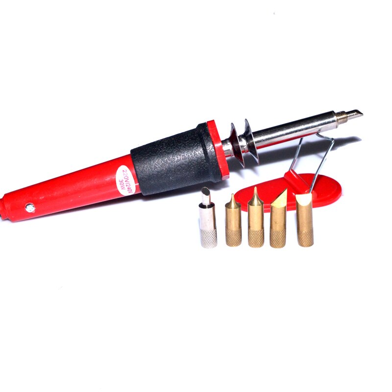 TOPEAST – outil de pyrogravure 220V/240V 30W, poignée de stylo à bois avec 5 embouts et support, bricolage
