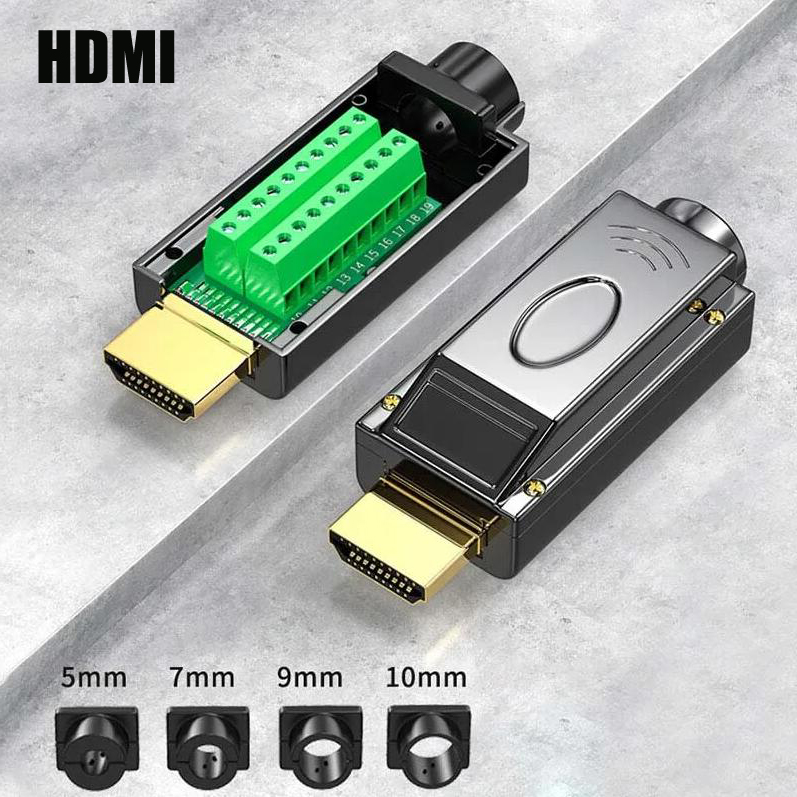 HDMI Solderless Male connector HDMI Free Welding Head Connector 4K HD Line Repair Solderless Male Plug with Metal/Plastic Cover