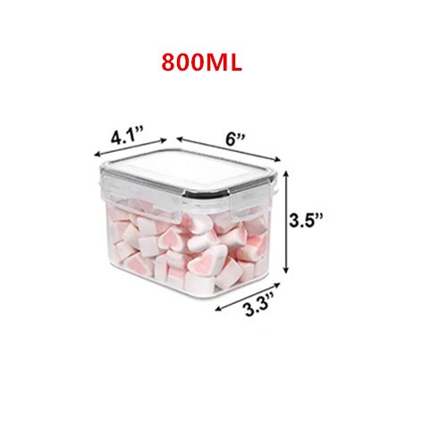 Food Kitchen Storage Box Plastic Canisters with Durable Lids for Cereal Flour Sugar Transparent Sealed Plastic Clear Cans: 800ml