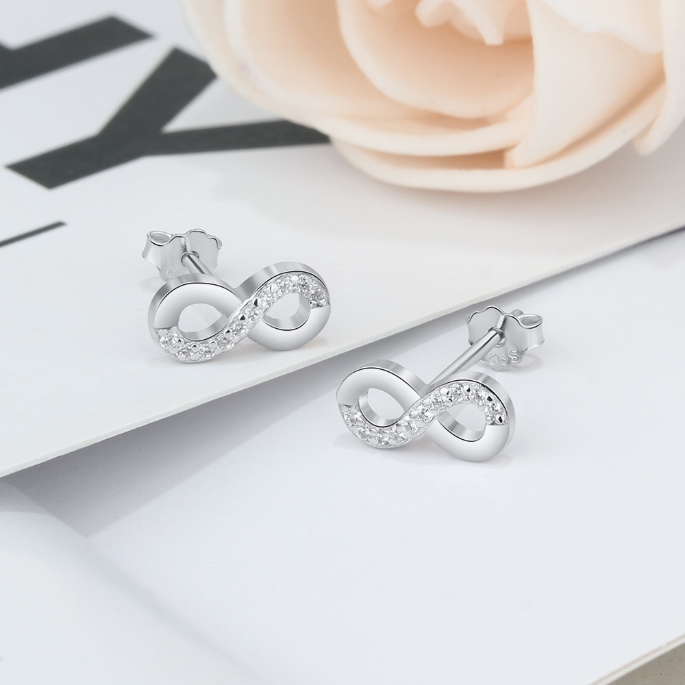925 sterlina impostato Gioielli D'argento Infinito Amore Donne Zirconia Bracciali Anelli Orecchini Gioielli Da Sposa impostato (lam centro Fong)