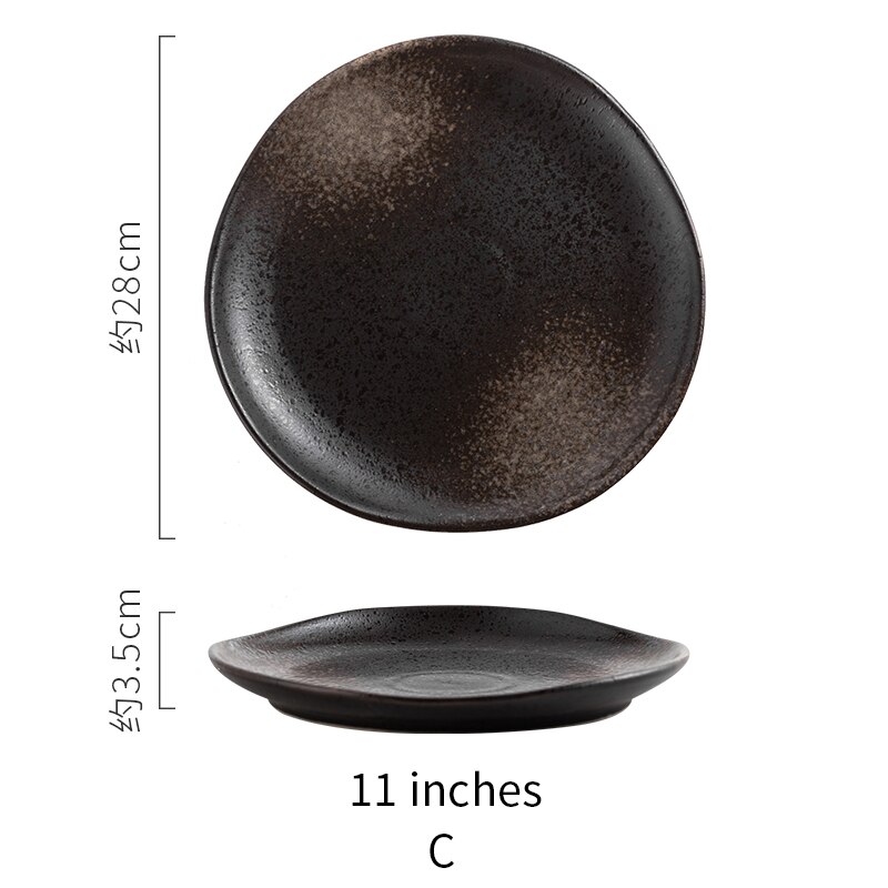 RHE Irregular edges Ceramic plate set Restaurant kitchen home dinner Steak Salad Dim Sum Plate Party porcelain plate: C-11 inches