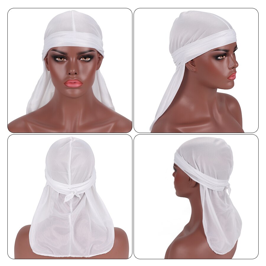 Plussugn Nuovi Uomini di Modo Lucido Durags Bandana Copricapi Uomini Durag Parrucche Cappello Doo Durag motociclista fascia Cappello Da Pirata Accessori per Capelli