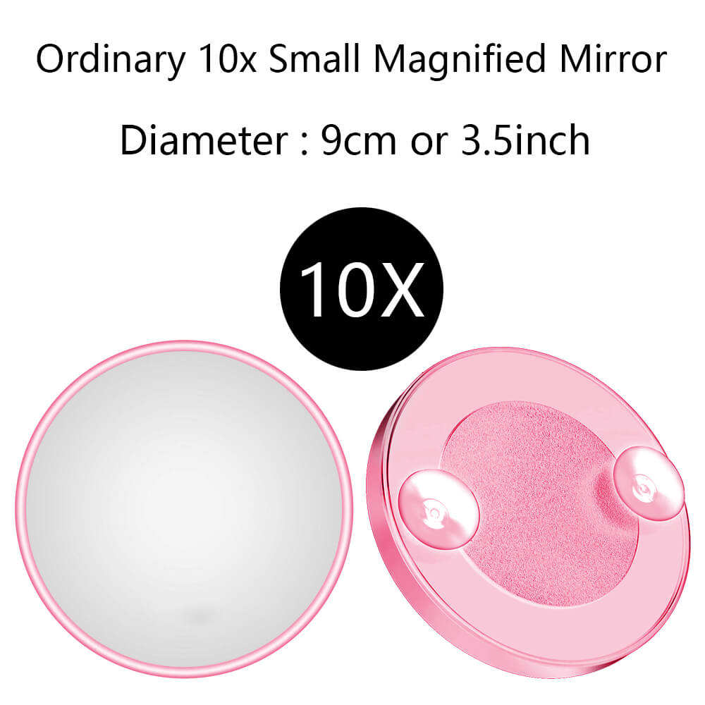 10X Grote Led Licht Make-Up Spiegel Lamp Vergrootglas Batterij Draagbare Vanity Glas Mini Miroir Badkamer Cosmetische Bad Zuignap: Small 10X Pink