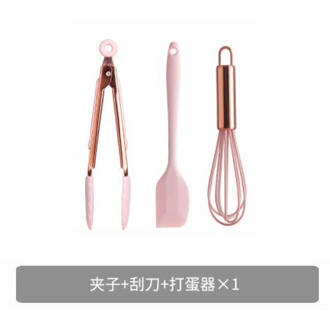 Kitchen Silicone Spatula Heat Resistant Non-stick Pan Cooking Tool Home Leaking Shovel Scraper Kitchen Utensils Set Accessories: 3Pcs set-E