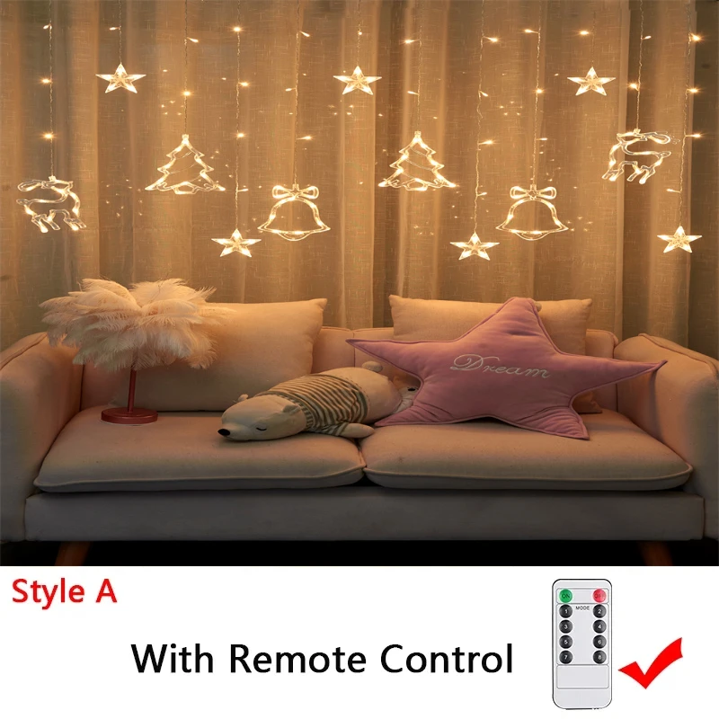 Navidad 3,5 M LED estrella cadena de luces guirnalda cadena estrella lámpara decoración de cortina al aire libre para vacaciones decoración de boda: green / X