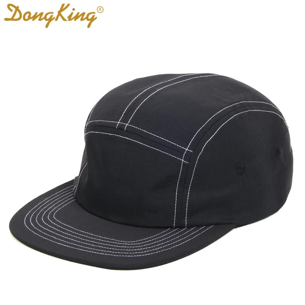 Dongking 5 Panelen Classic Baseball Cap Korte Rand Baseball Cap Taslon Splash Proof Stof Snel Droog Hoed Flat Bill big Size: Black White / 58-60cm Adjustable