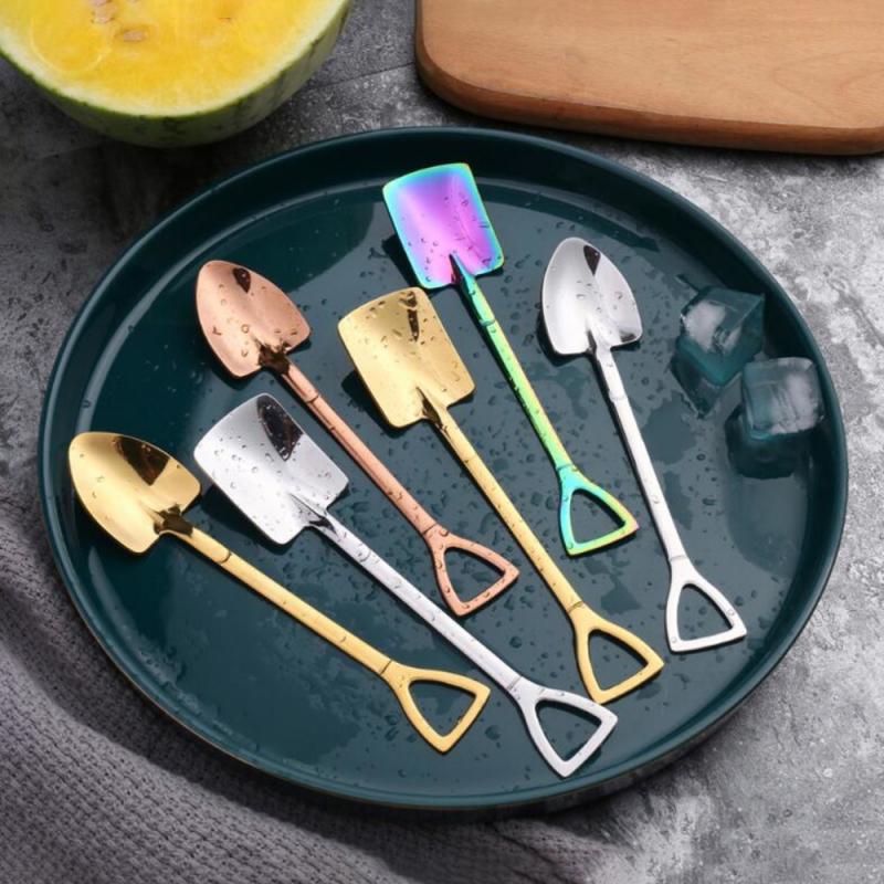 Shovel Small Spoon Fork Taro Spoon Coffee Stir Spoon Stainless Steel Long Handle Spoon Fork Home Small Tools