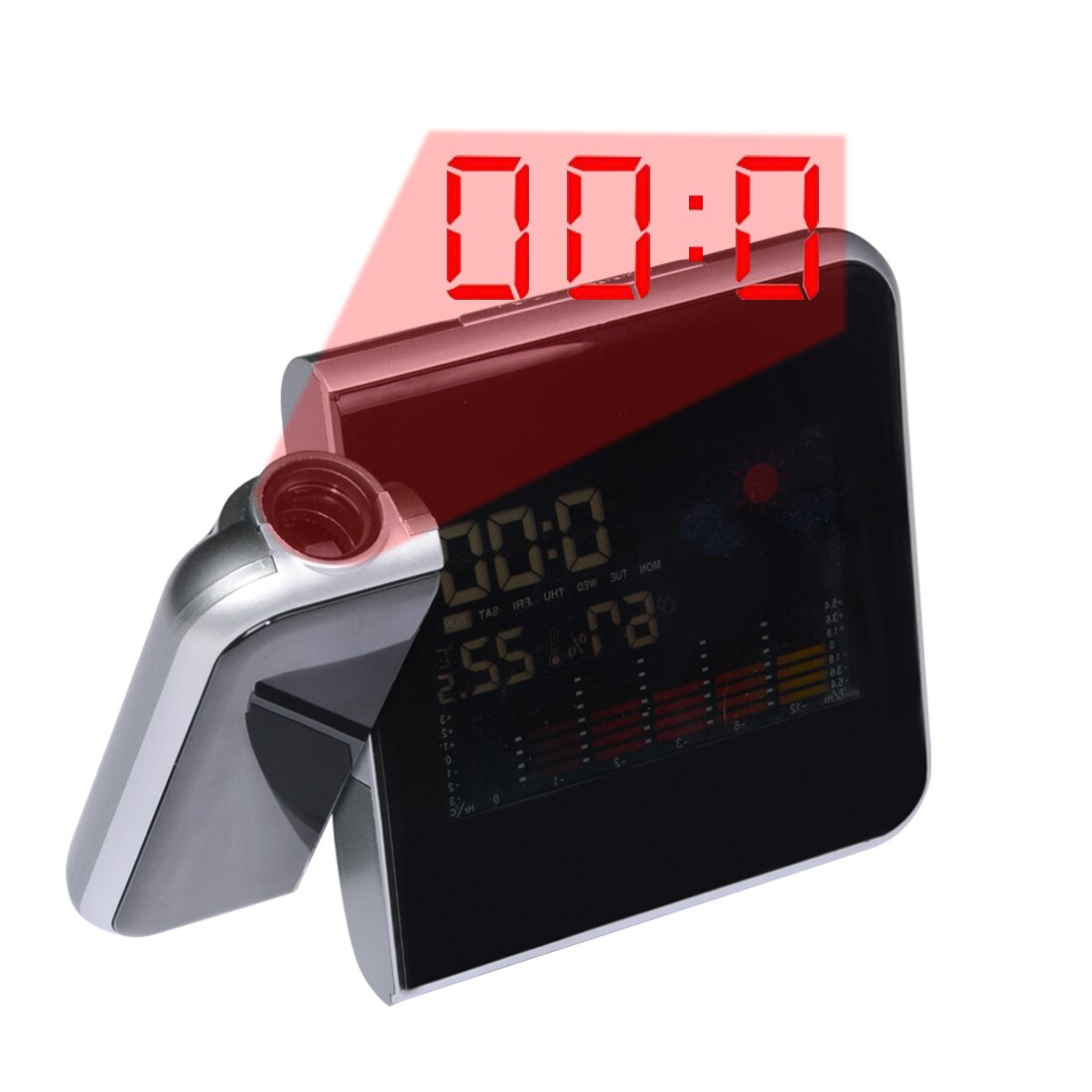 Digital Projection Alarm Clock Weather Station with Temperature Thermometer Humidity Hygrometer/Bedside Wake Up Projector Clock