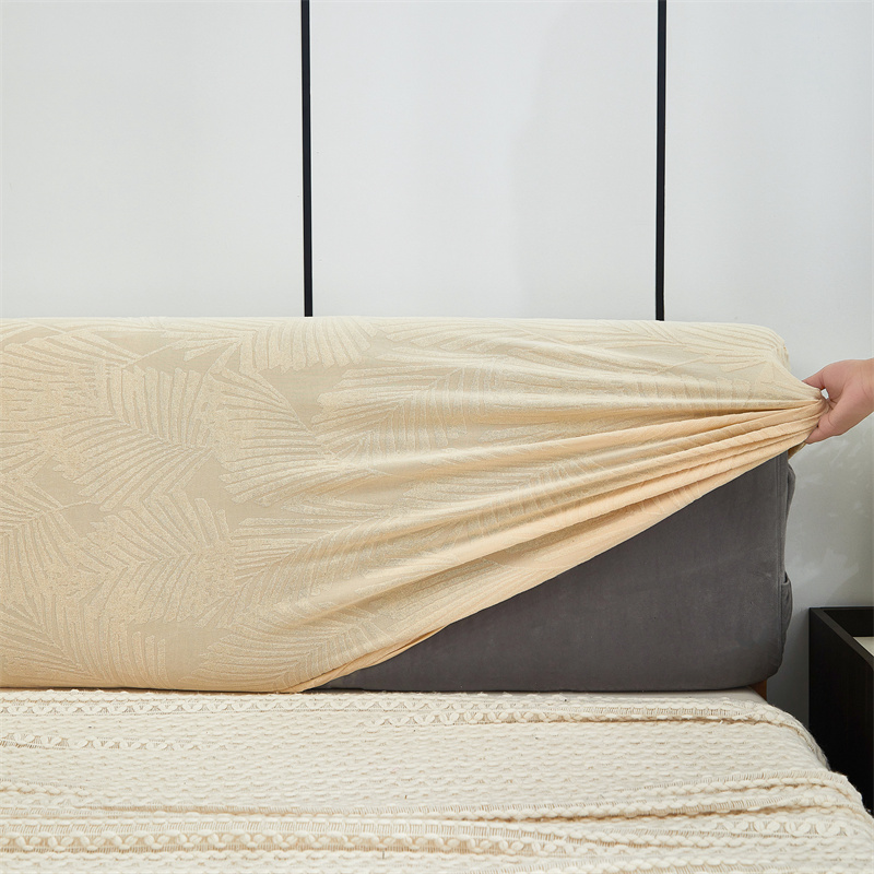 Dikker Jacquard Bed Hoofdeinde Cover Zachte Elastische Bed Head Cover Bladeren Gedrukt All-inclusive Bed Hoofdeinde Stofdichte Protector