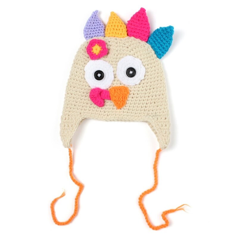 Peuter kinderen baby winter warme cartoon muts grappige kalkoen thanksgiving kostuum gebreide muts feest fotografie prop: Beige / Ik