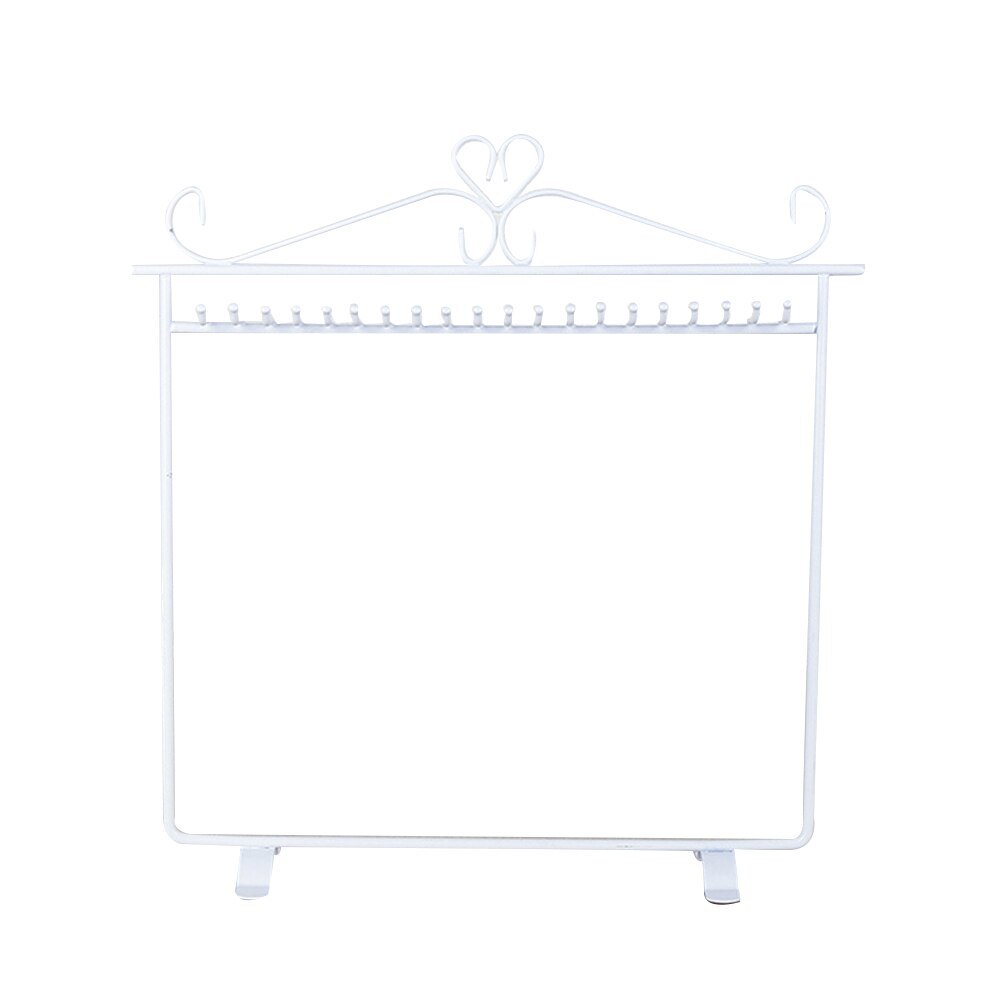 Vintage hjerte smykker henger halskjede ørering slitesterk metall stativ display stativ holder lett oppbevaringsorganisasjon: Hvit