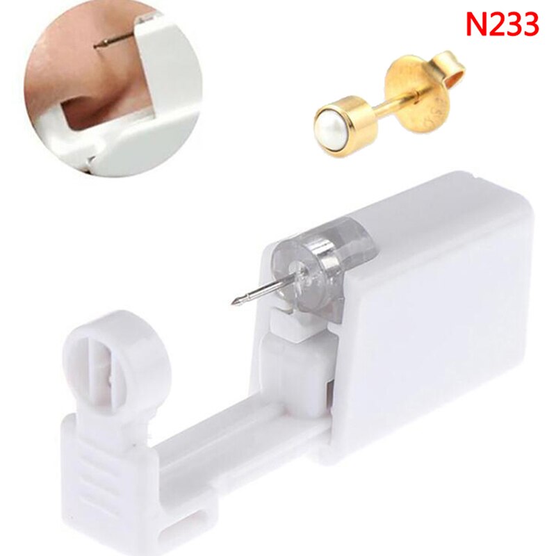 Earring Star Disposable No Pain Safe Sterile Ear Stud Piercing Gun Kit Nose Stud Piercing Tool Kit Build In Steel Stud: 233