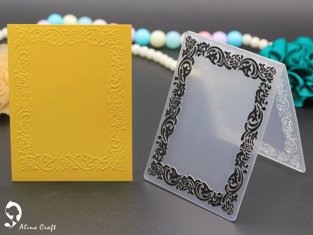 10x7.5 cm kant frame plastic embossing map stencils template voor DIY scrapbook envelop album frame decoratie template DIY