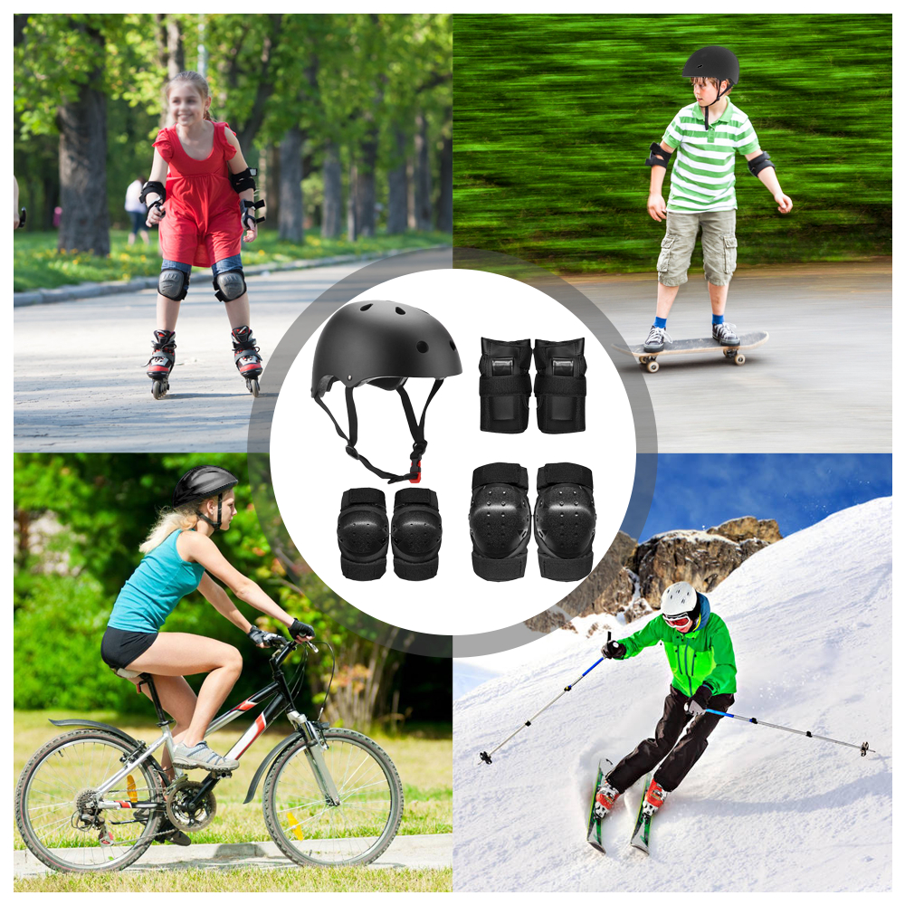 Beschermende Gear Set 7 In 1 Knie Elleboog Pads Pols Guards Helm Multi Sport Veiligheid Bescherming Voor Kinderen Tieners Scooter schaatsen