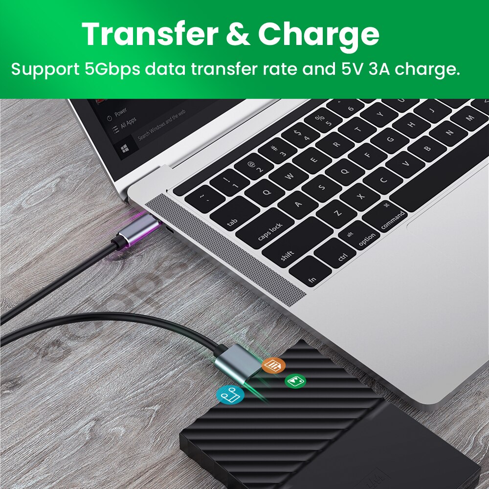 Micro B USB C 3.0 Cable Connector Quick Charging Type-C to USB 3.0 5Gbps External Hard Drive Disk Cable for Hard Drive Computer