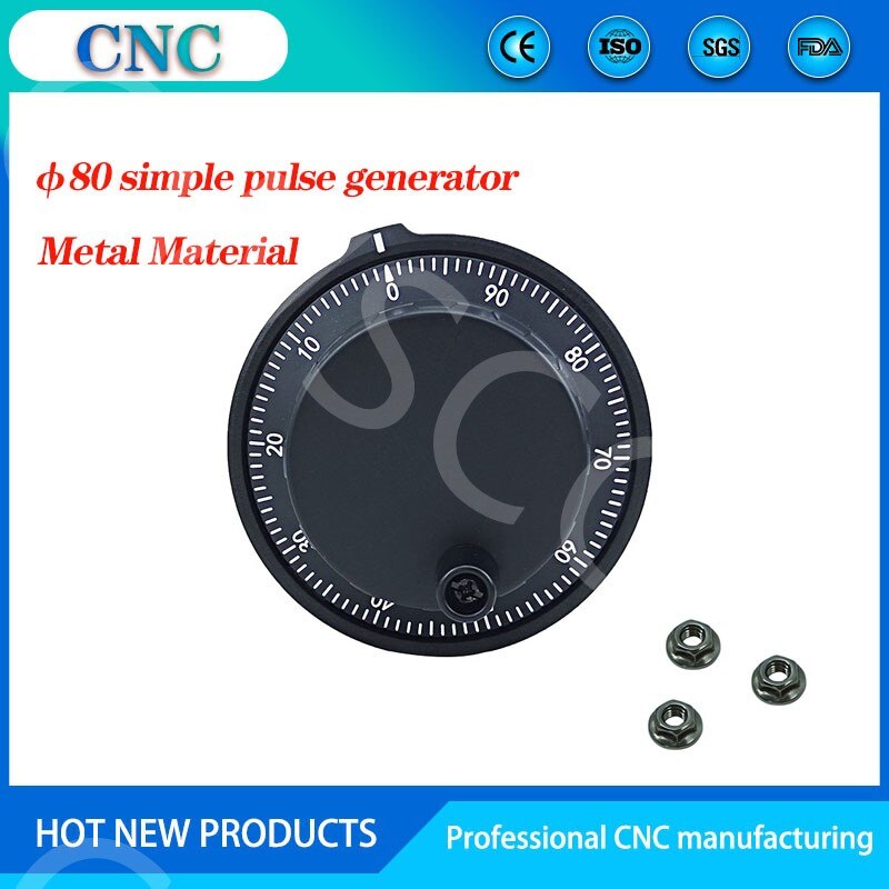80MM diameter simple pulse generator CNC electronic handwheel electronic hand pulse input DC5V black metal shell