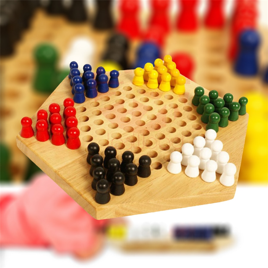 Chinese Checker Game Set Houten Educatief Board Kids Klassieke Chinese Checkers Set Strategie Familie Spel Stukken