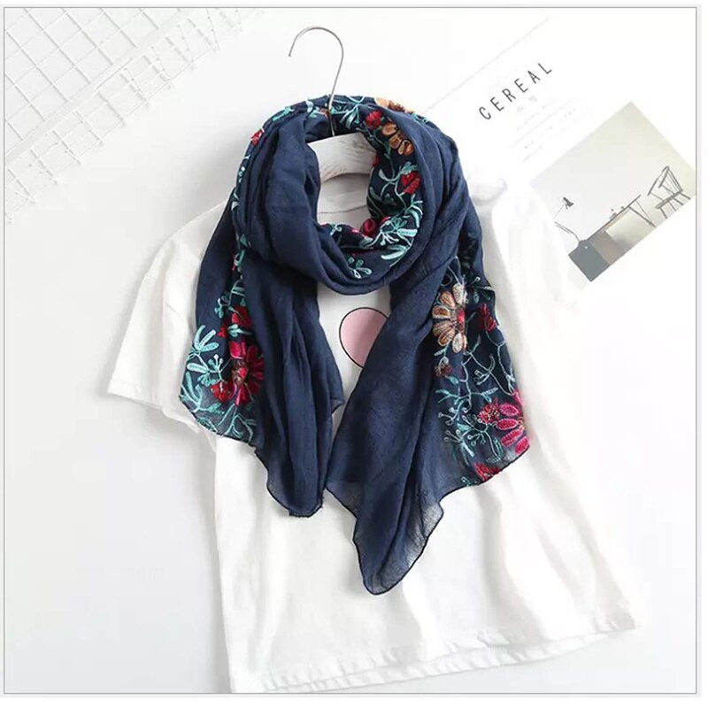 Plain Embroidered Floral Viscose Scarf Shawl From Indian Bandana Print Cotton Scarves and Wraps XBFF