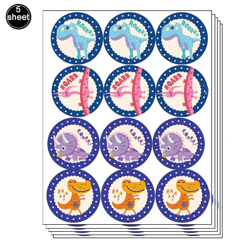 Dinosaurus feest bedankjes zakjes papier dino patroon snoepzak kinder verjaardag goody bag babyshower feestbenodigdheden: 5 vel stickers